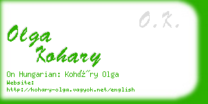 olga kohary business card